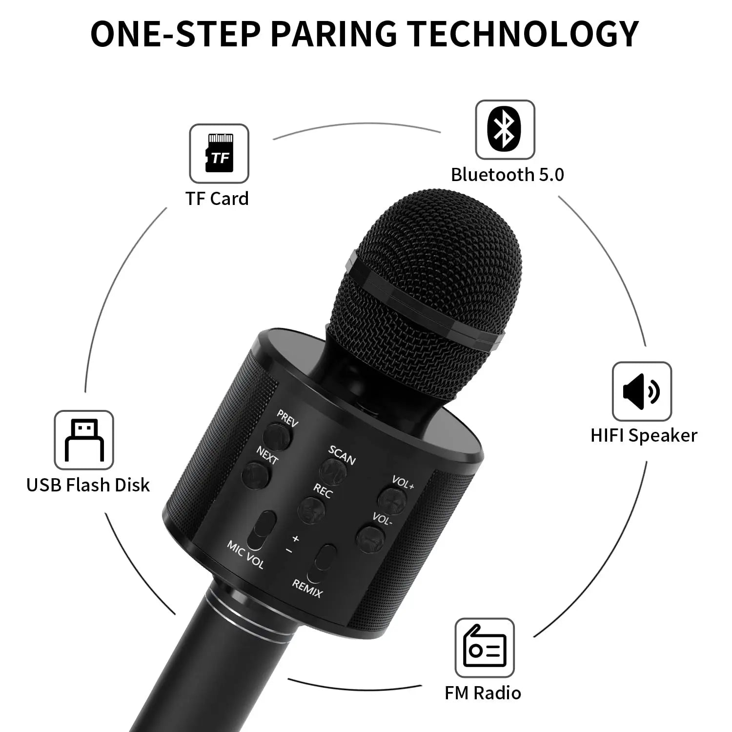 Portable Handheld Wireless Karaoke Microphone with Speaker
